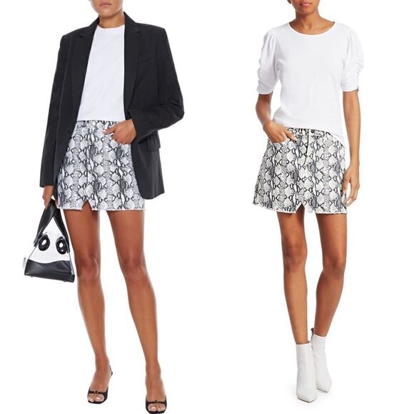 NWT FRAME Le Mini Split Front Python-Print Skirt New with tags - Picture 4 of 16